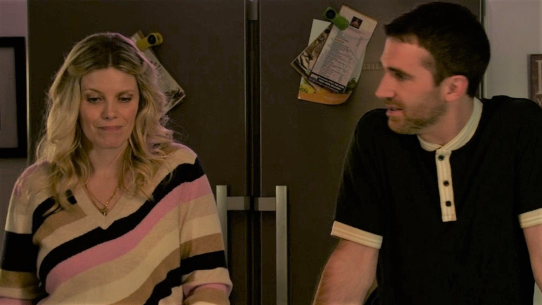 Esther struggles to hide her discomfort as Mike watches her in Coronation Street