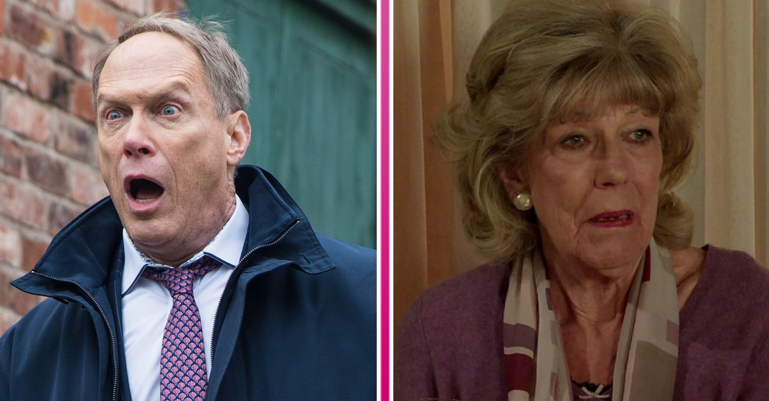 Stephen looking shocked and Audrey looking upset in Coronation Street