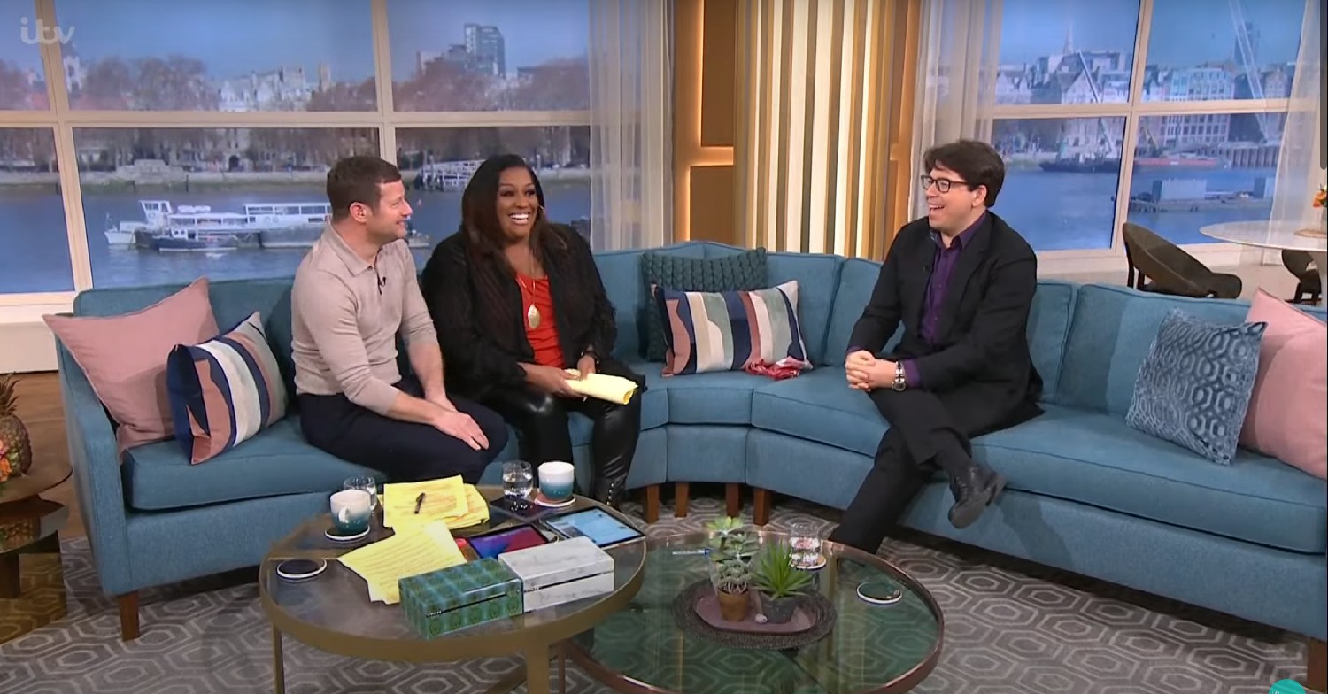 Dermot O'Leary and Alison Hammond interviewing Michael McIntyre on This Morning today 