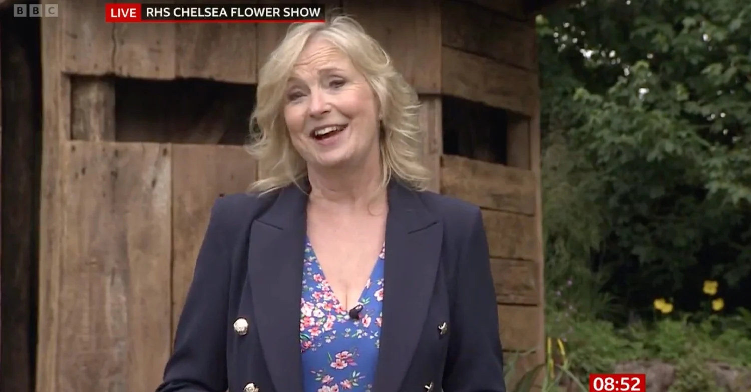 Carol Kirkwood smiling at the camera 