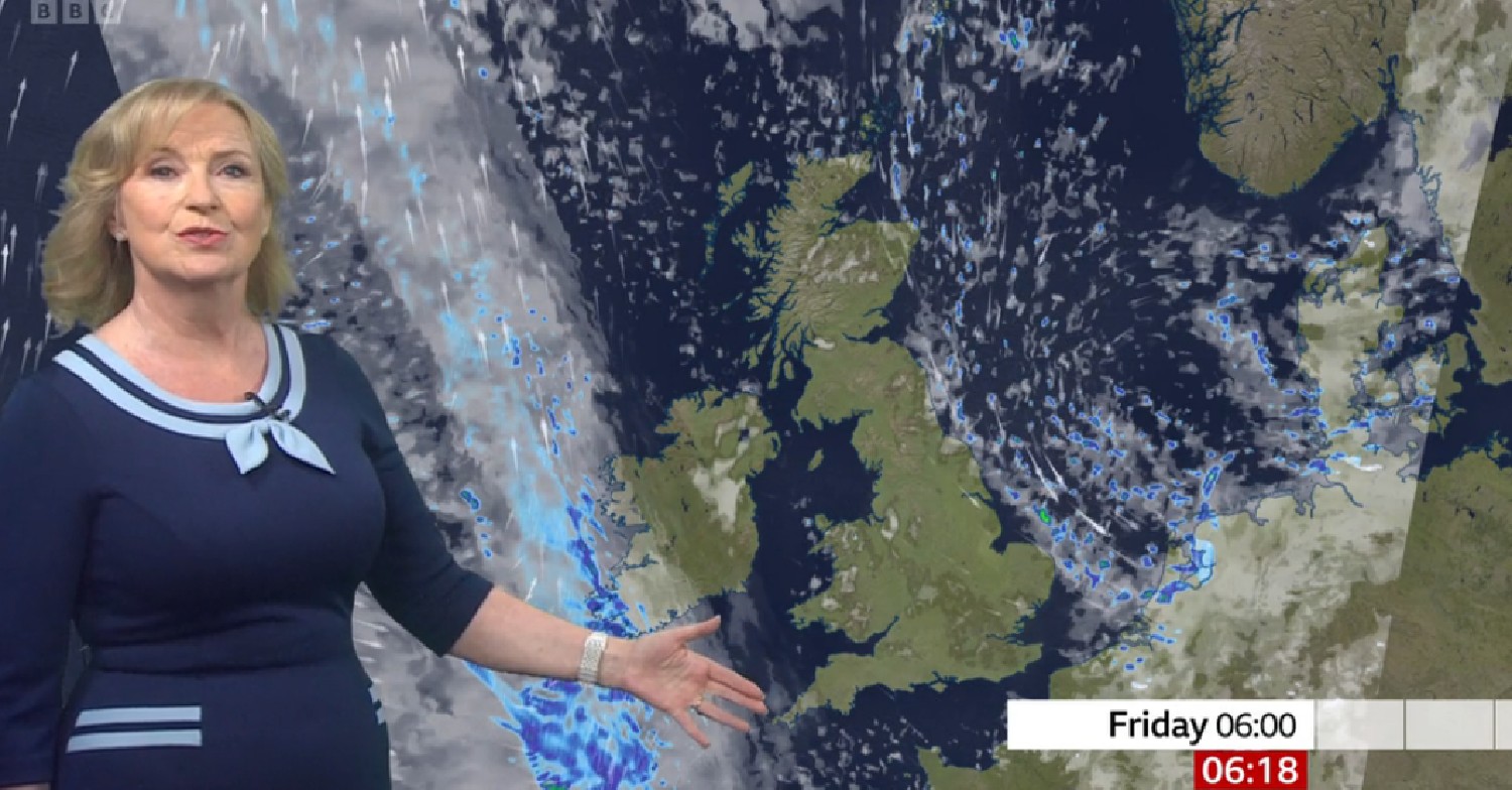 Carol Kirkwood presenting the weather on BBC Breakfast