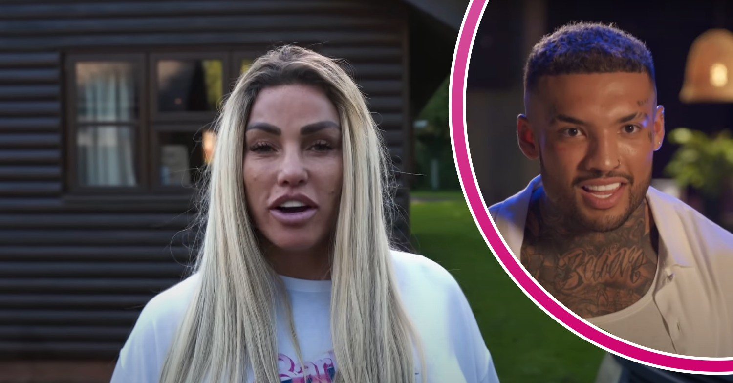 Katie Price speaking on YouTube, Callum Izzard smiling