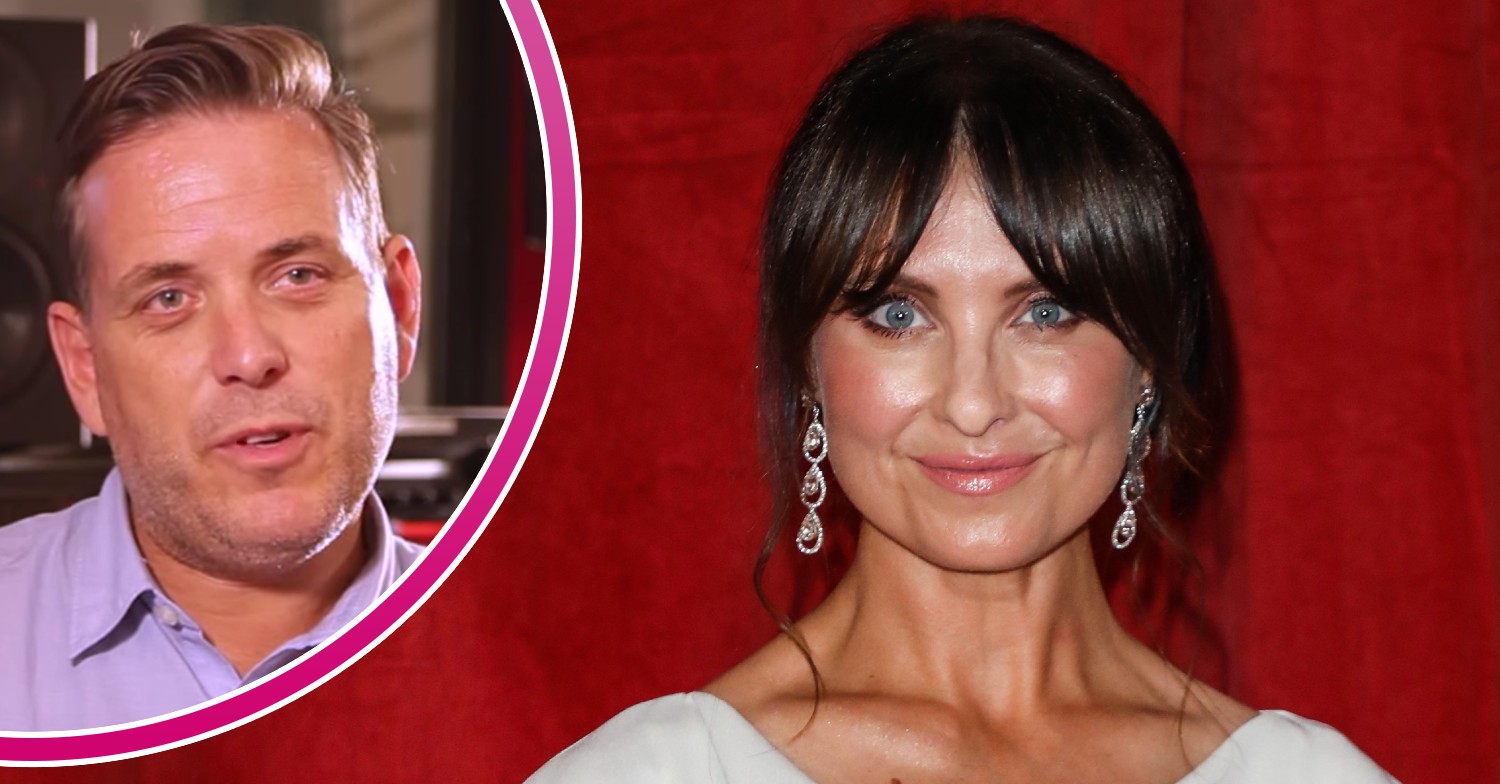 EastEnders star Emma Barton smiling and her new man inset