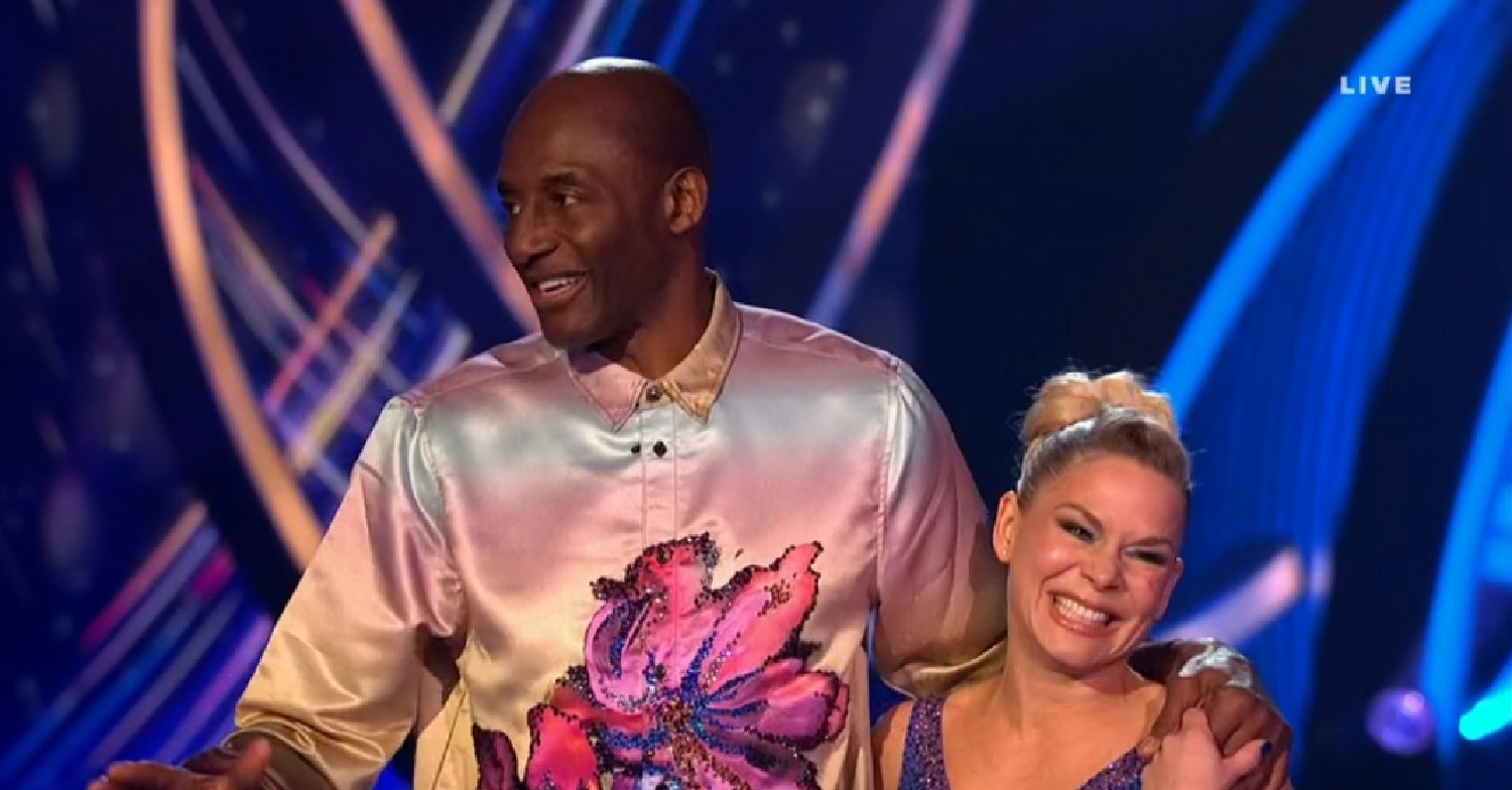 John Fashanu and Alexandra smiling on Dancing On Ice