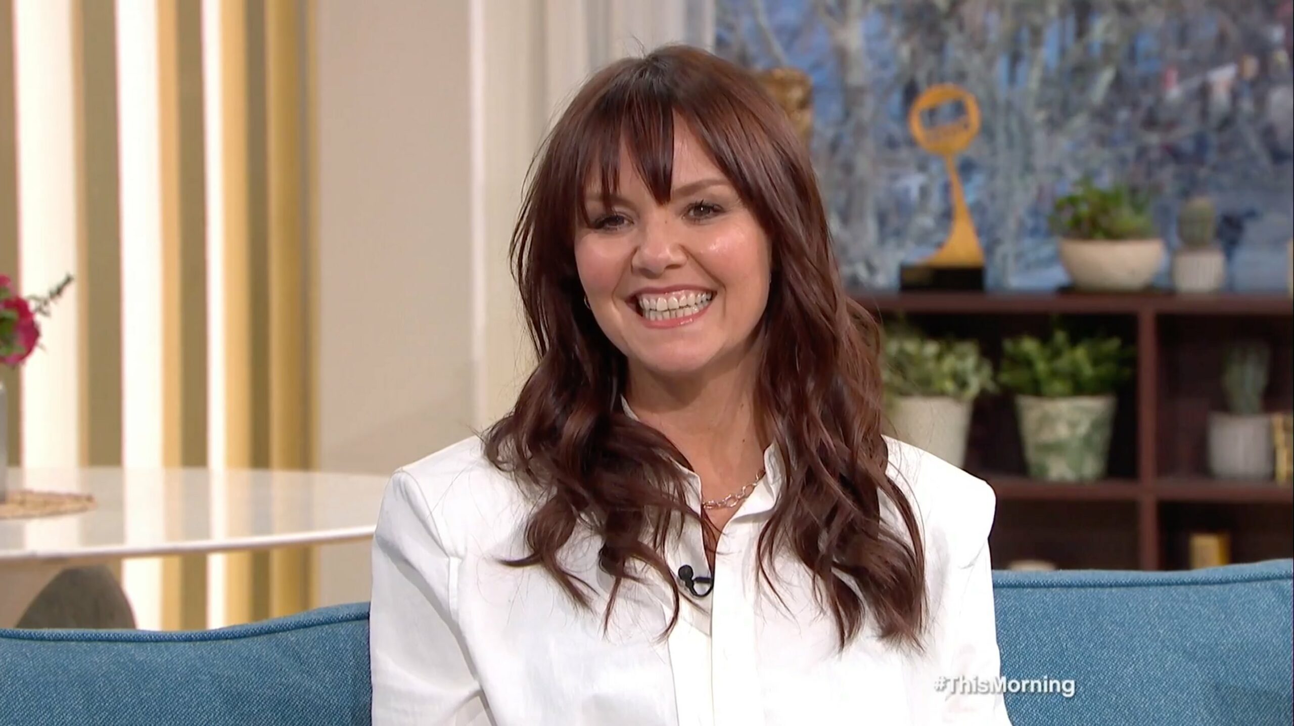 Charlie Brooks smiling with brown hair on This Morning today