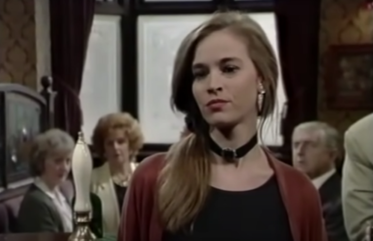 Tanya smirks in Rovers in Coronation Street