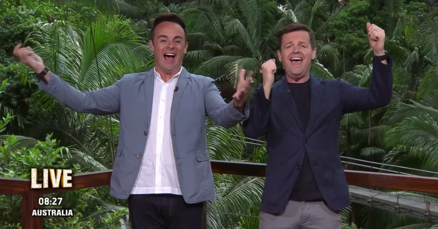 Ant and Dec celebrating on I'm A Celebrity 