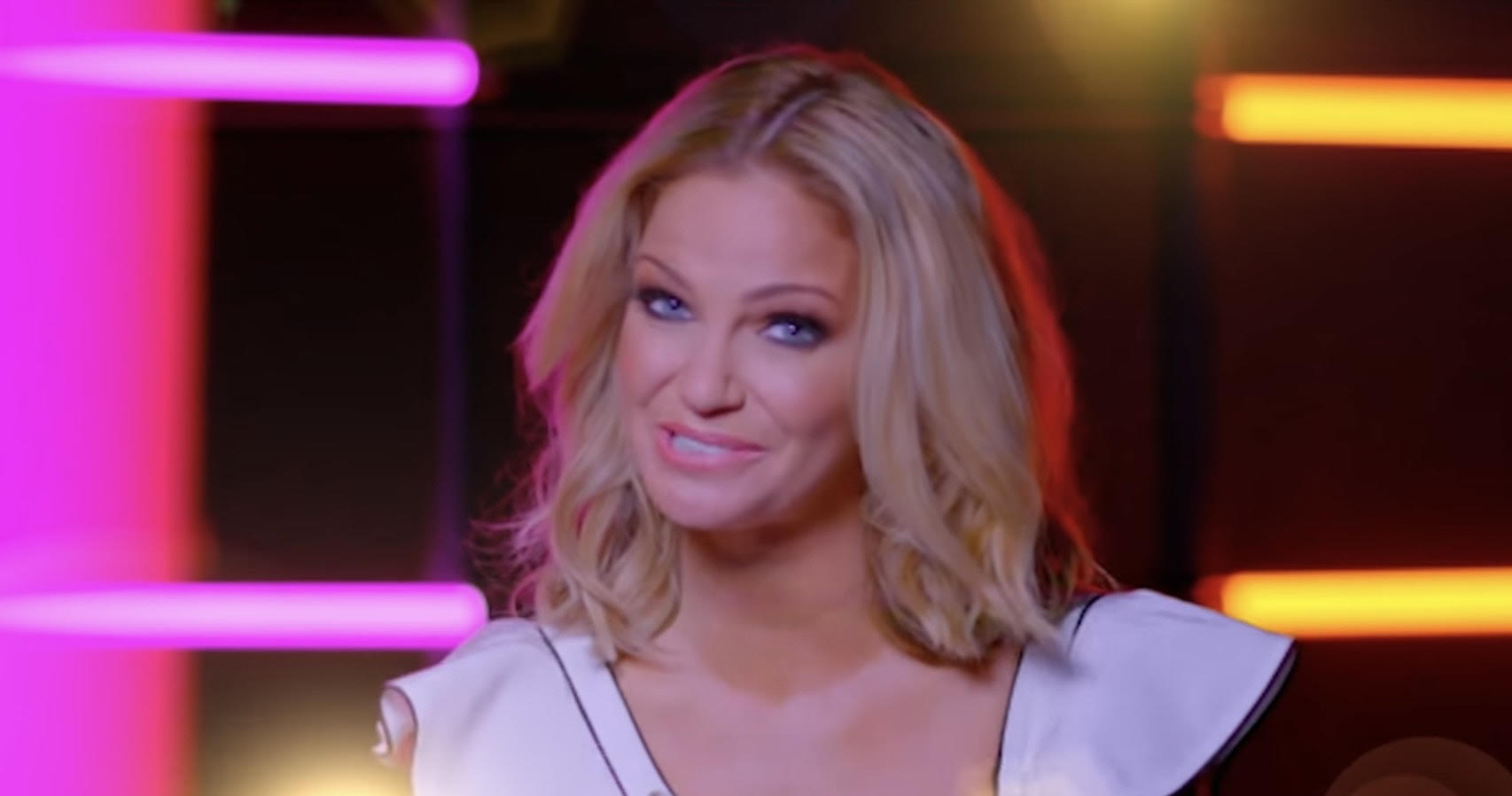 Sarah Harding talking to camera in Big Brother VT