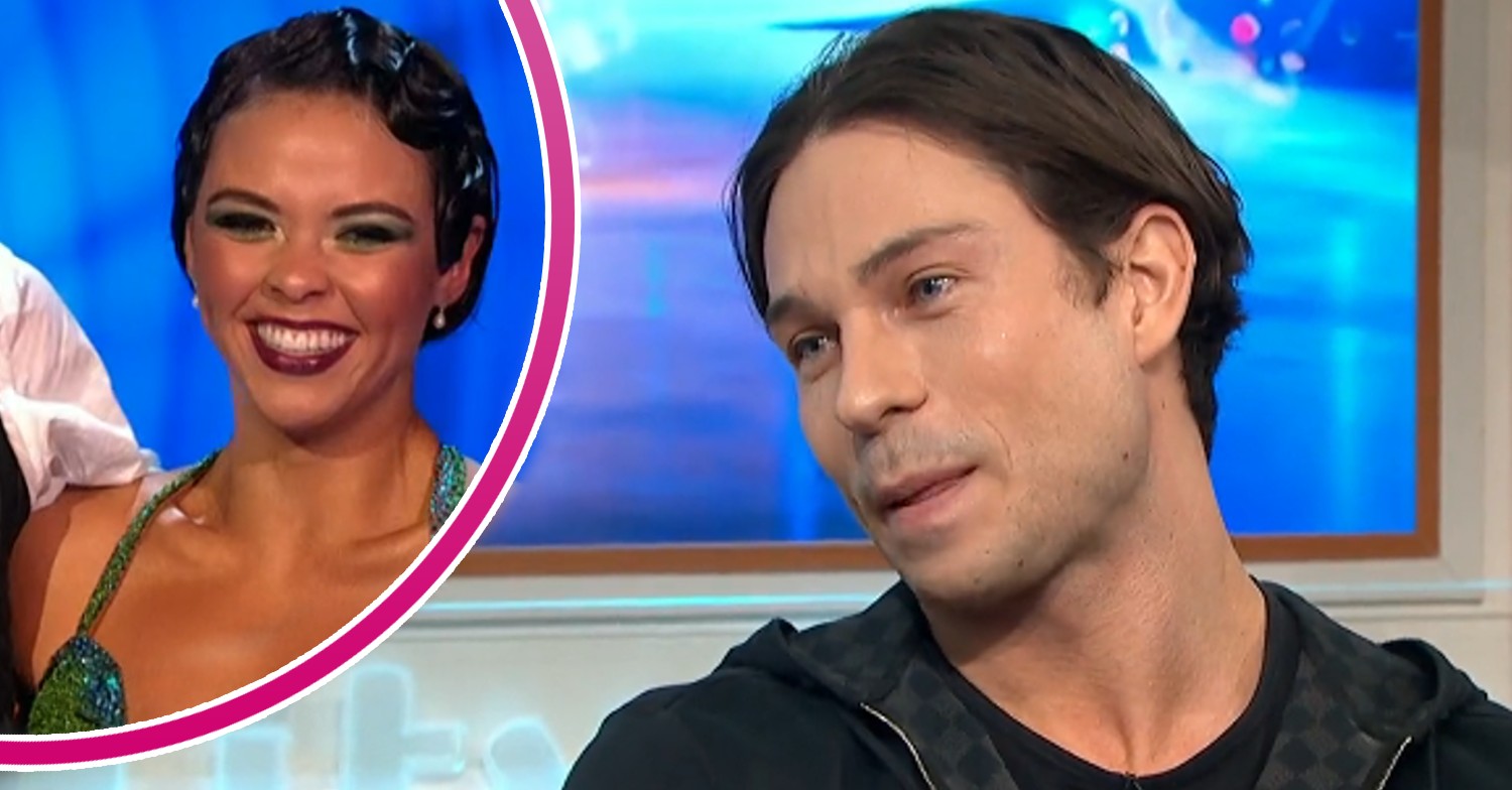 Vanessa Bauer smiling on Dancing On Ice, Joey Essex tilting his head on GMB