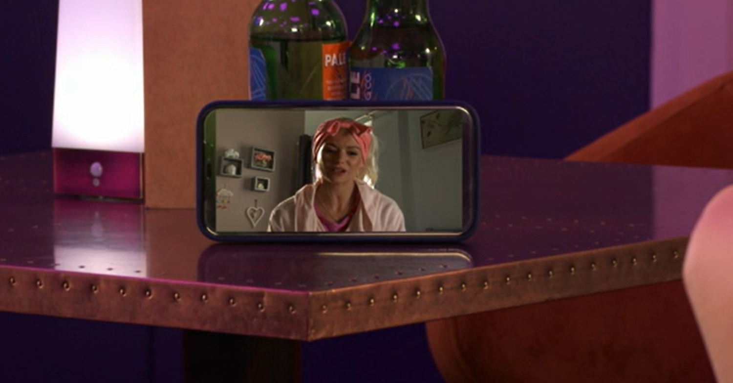 EastEnders' Lola's phone is on the table, with her video on the screen