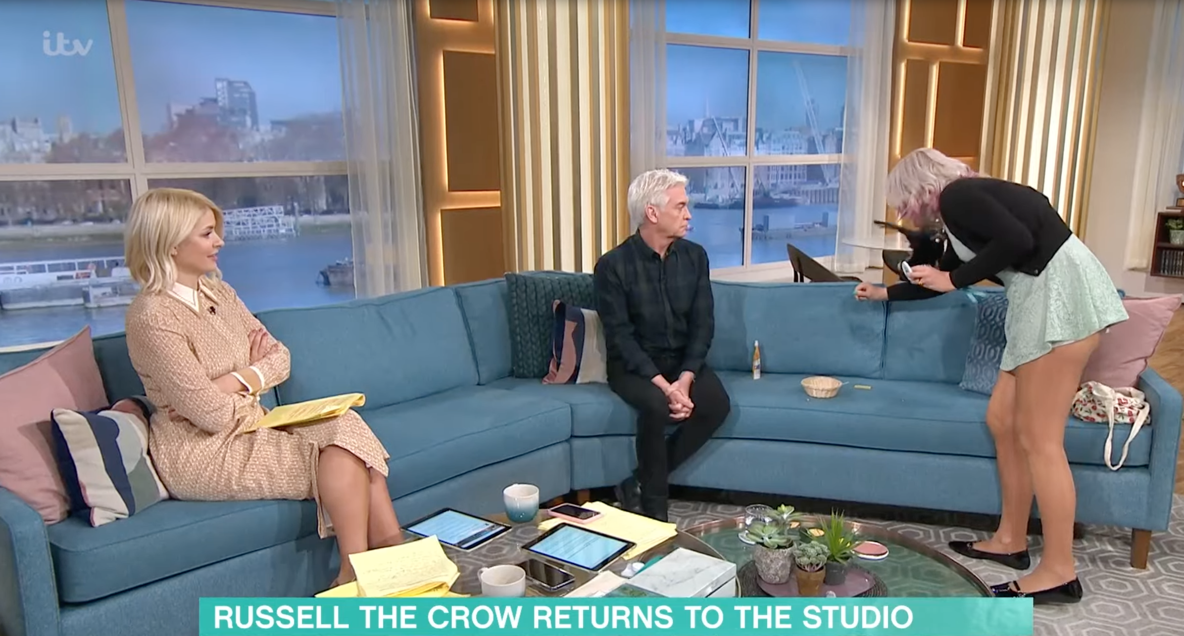 ITV This Morning presenters Holly and Phil with a guest