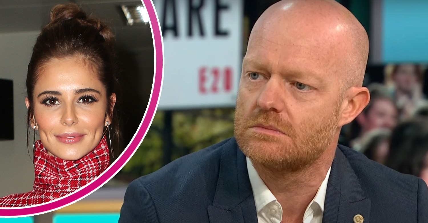 Jake Wood looking serious on GMB and Cheryl smiling