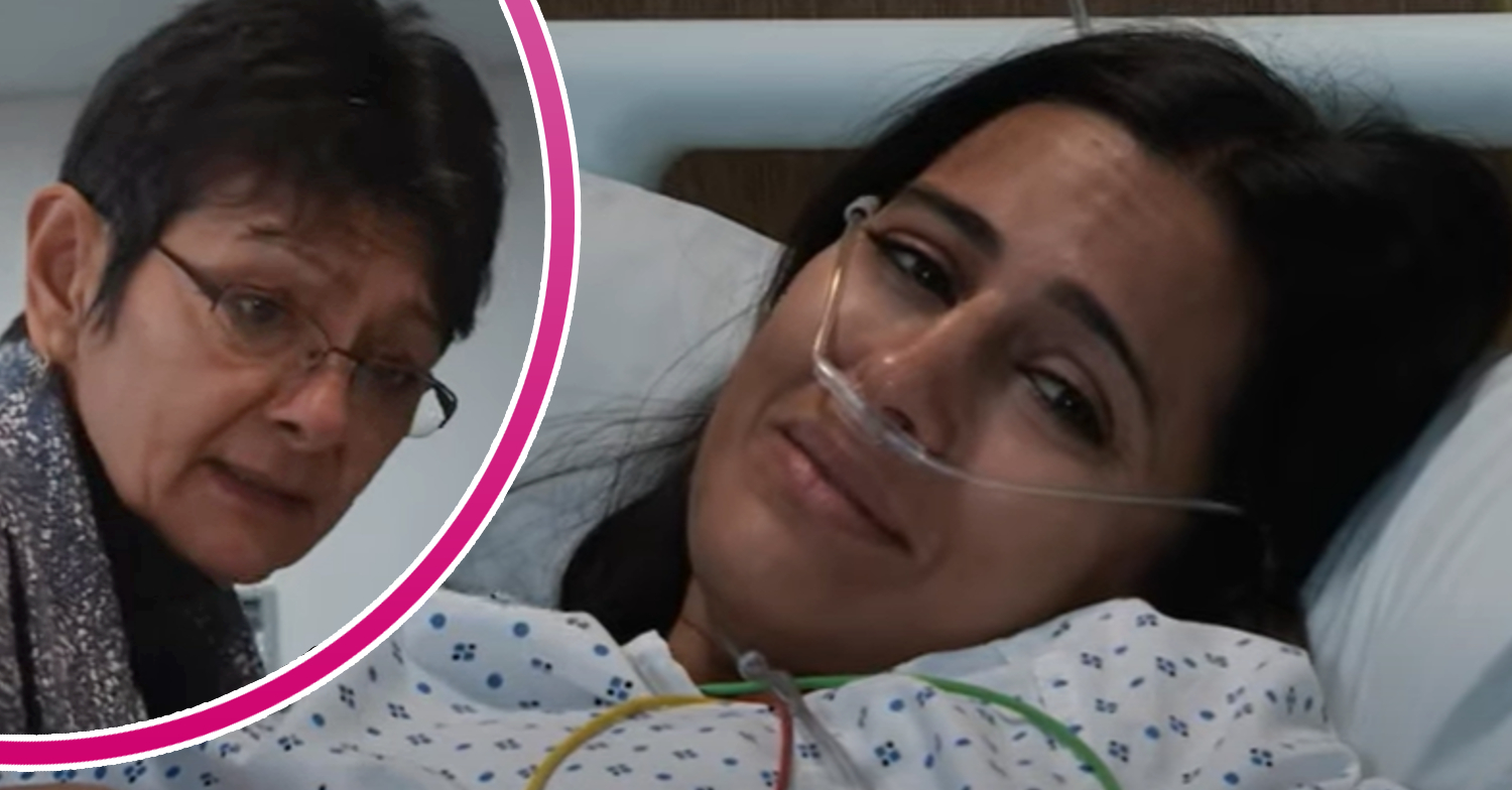 Coronation Street's Alya is lying in her hospital bed and, in a bubble, Yasmeen is looking concerned