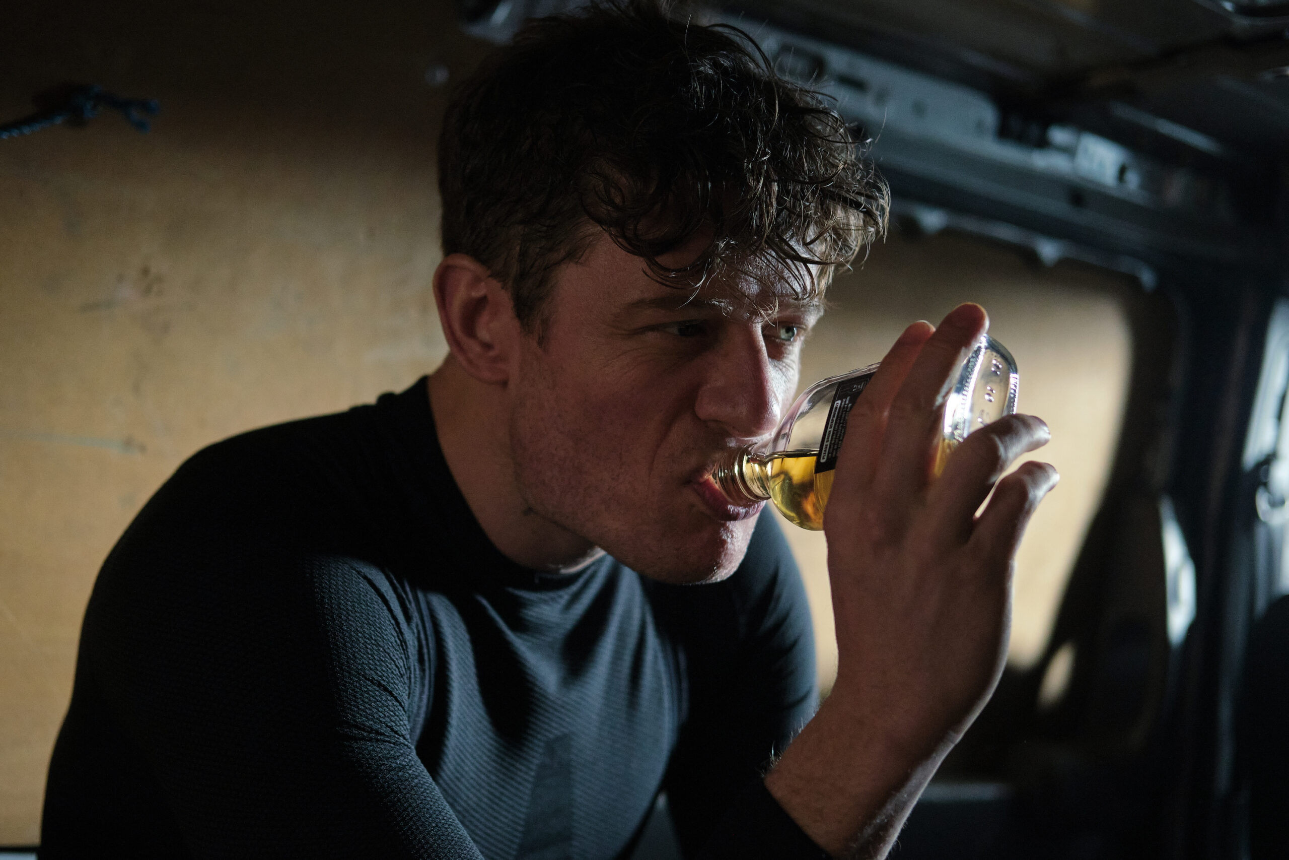 James Norton swigging whisky as Tommy in Happy Valley episode 5