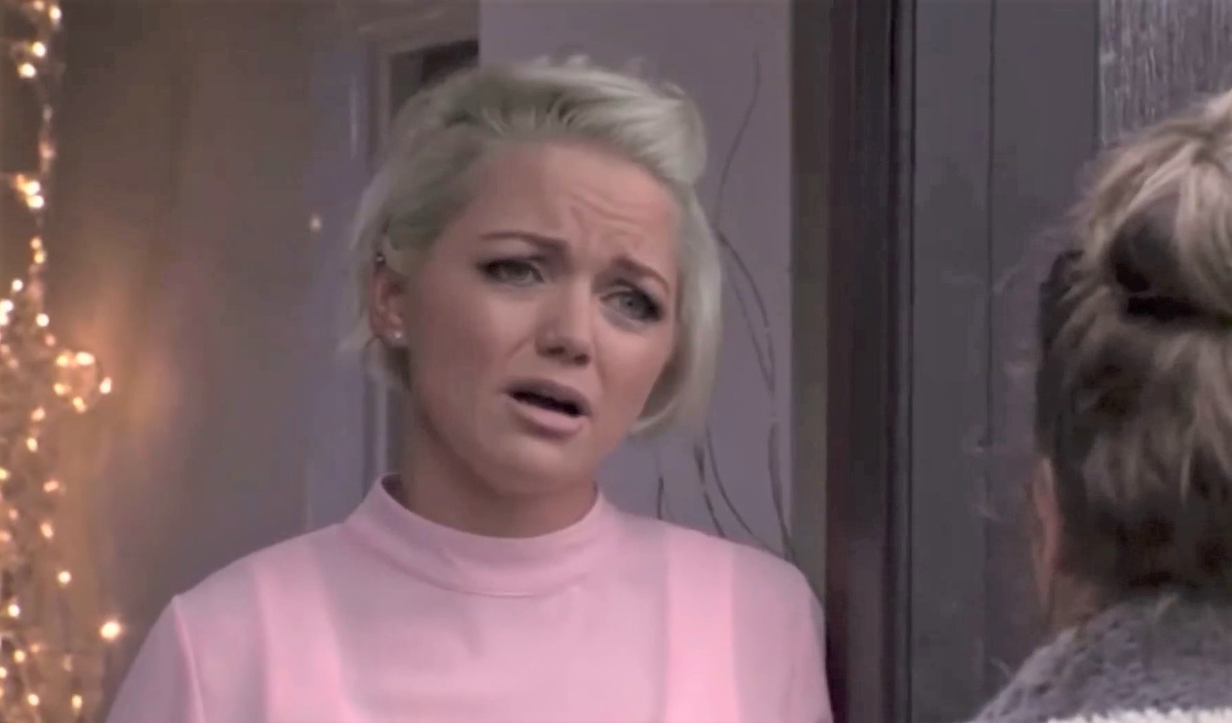 Hannah Spearrit grimaces as Kandice in EastEnders