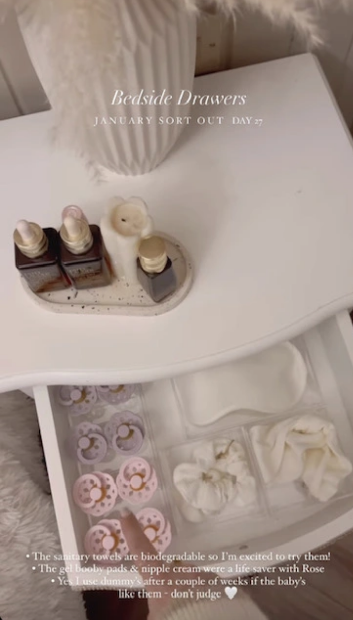 Stacey Solomon shows off newborn drawer