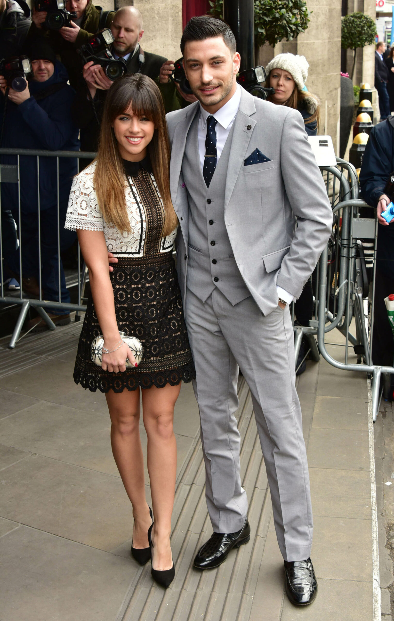Georgia May Foote and Giovanni Pernice smile as they pose together