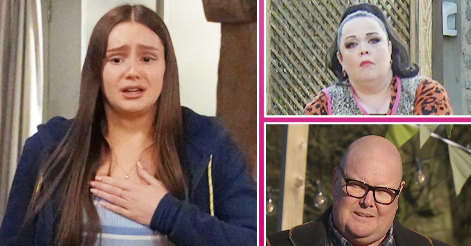 Emmerdale spoilers comp image Sarah, Mandy and Paddy