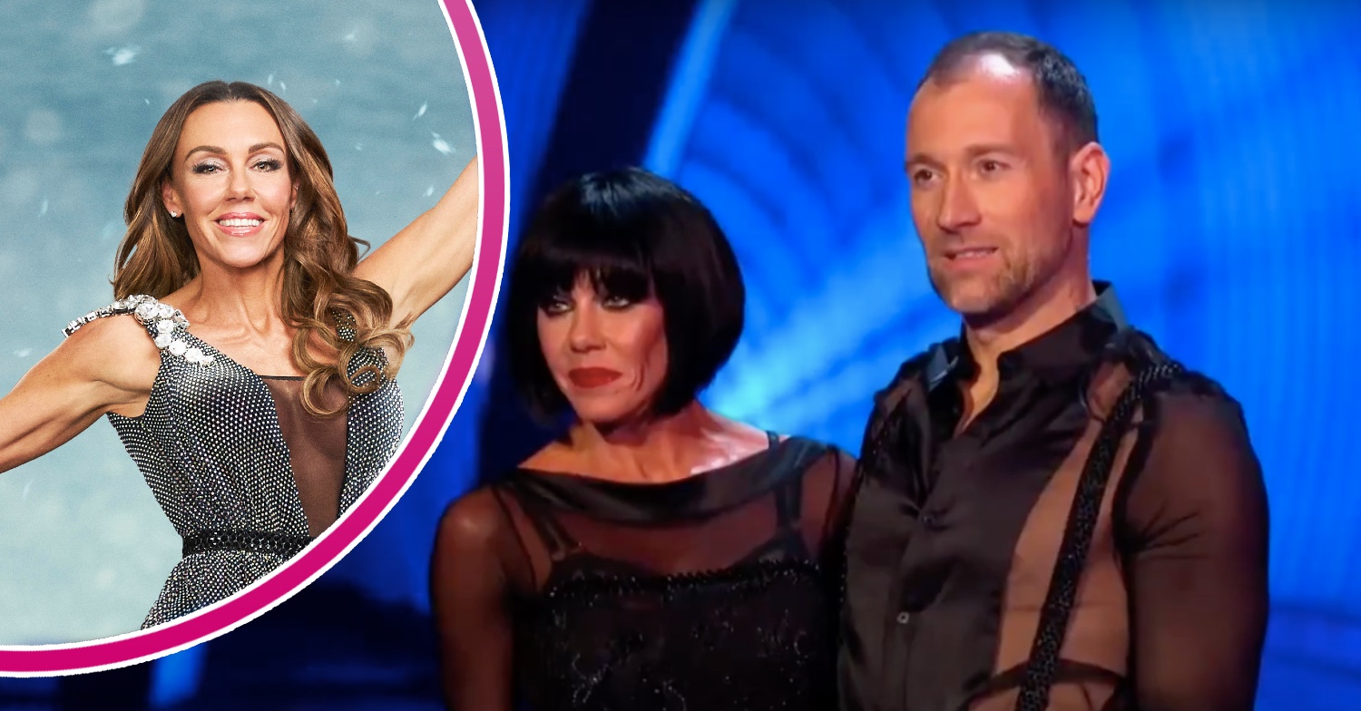 Michelle Heaton and Lukasz Rozycki smiling on Dancing on Ice