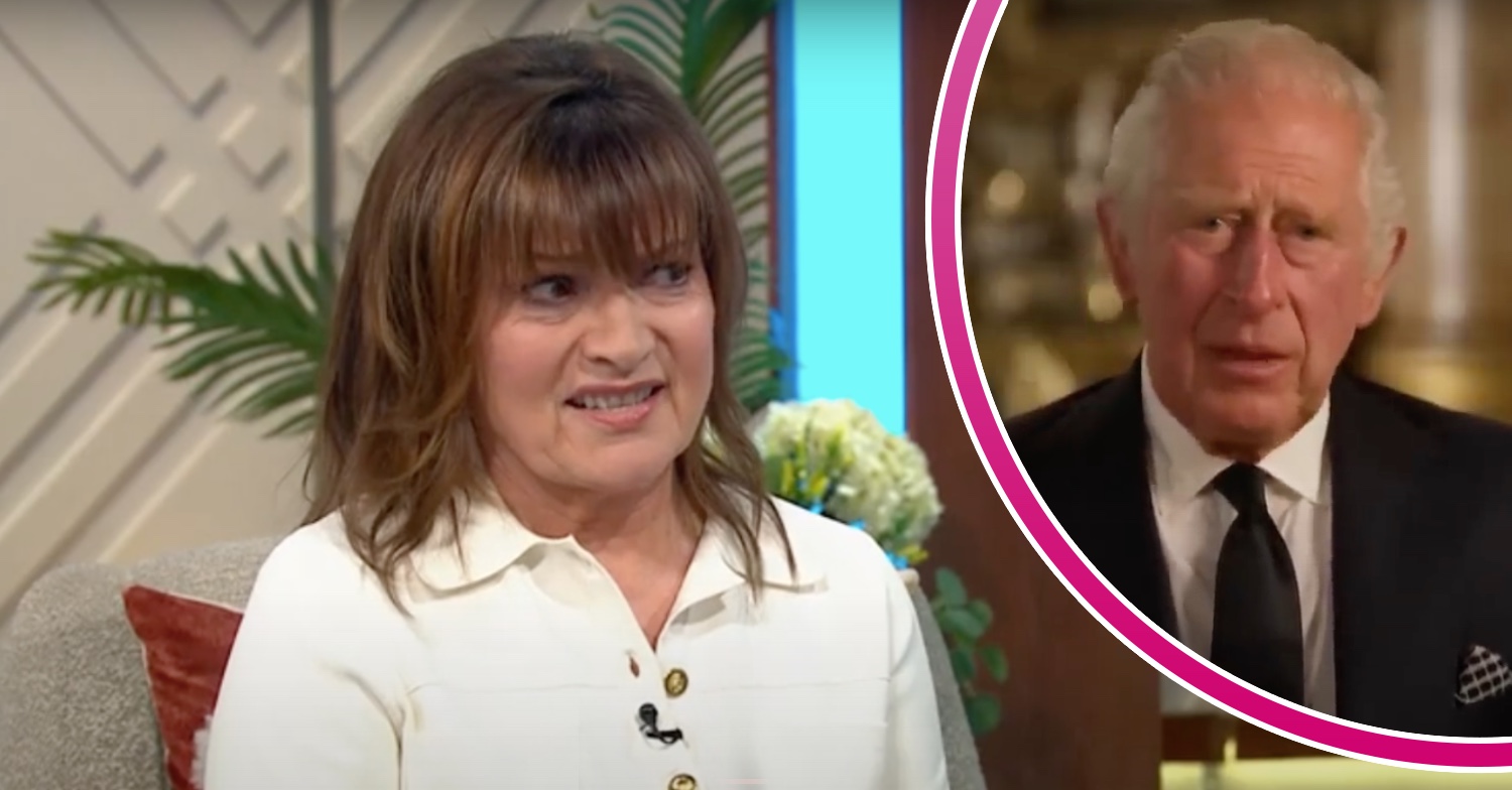 Lorraine Kelly looking disgusted on ITV show, and King Charles giving his speech