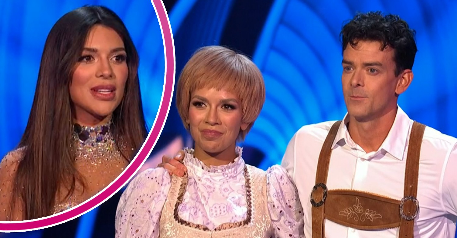 Ekin-Su with brown hair, and wearing a wig on Dancing On Ice