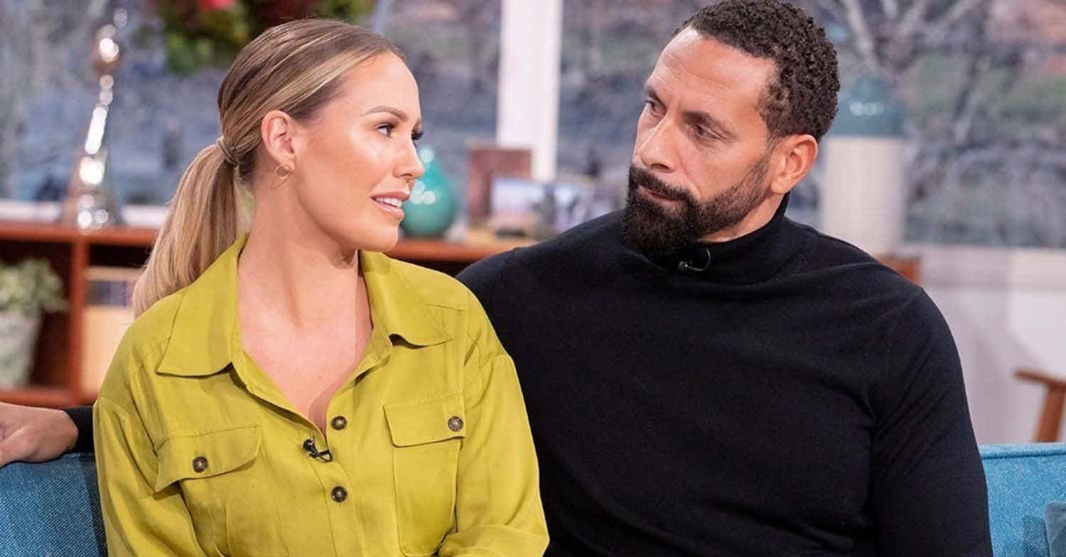 Kate Ferdinand and Rio Ferdinand looking at each other on This Morning