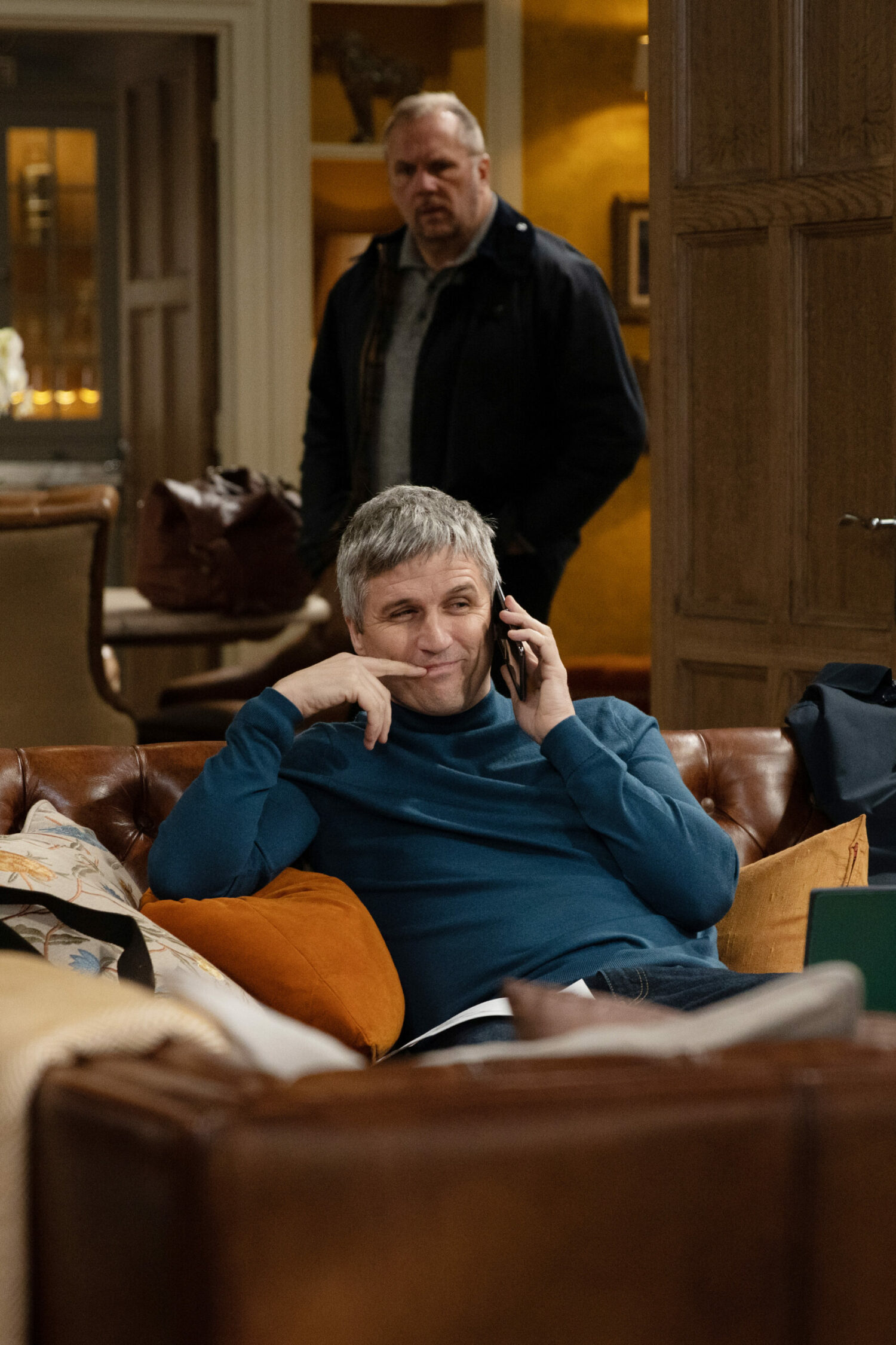 Emmerdale spoilers: Will watches smug Caleb on the phone and looks annoyed