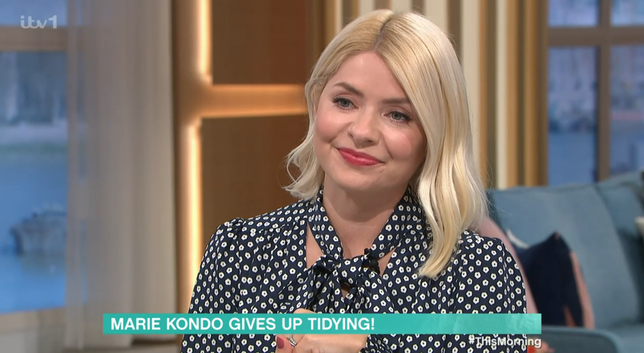 Holly Willoughby in a spotted blouse