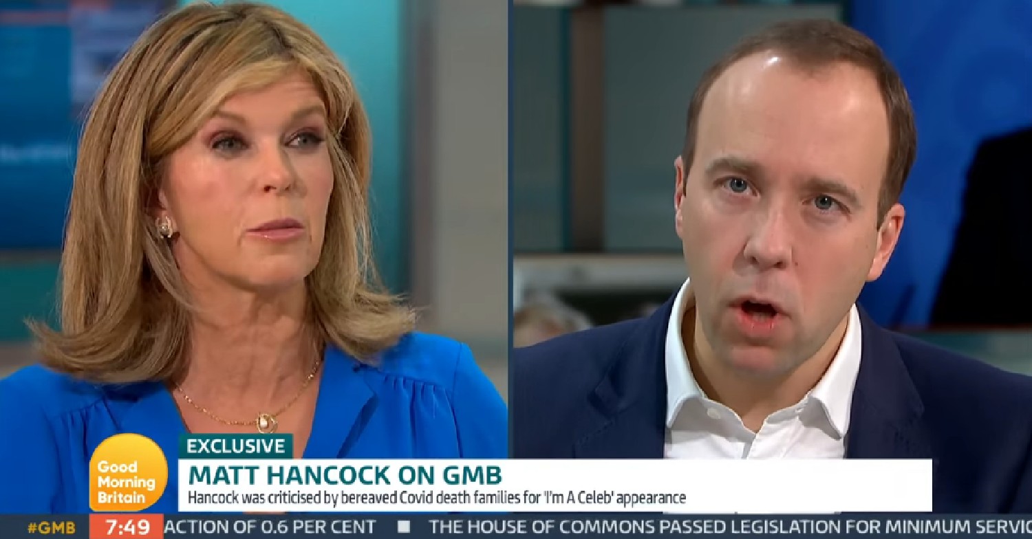 Kate Garraway grilling Matt Hancock on GMB today