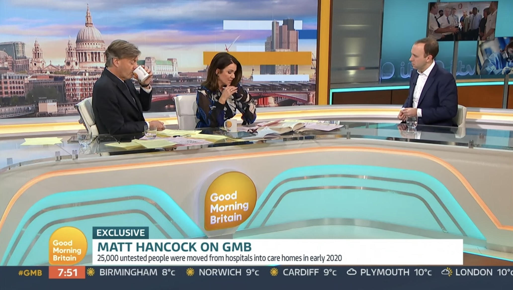 Richard Madeley and Susanna Reid talk to Matt Hancock today