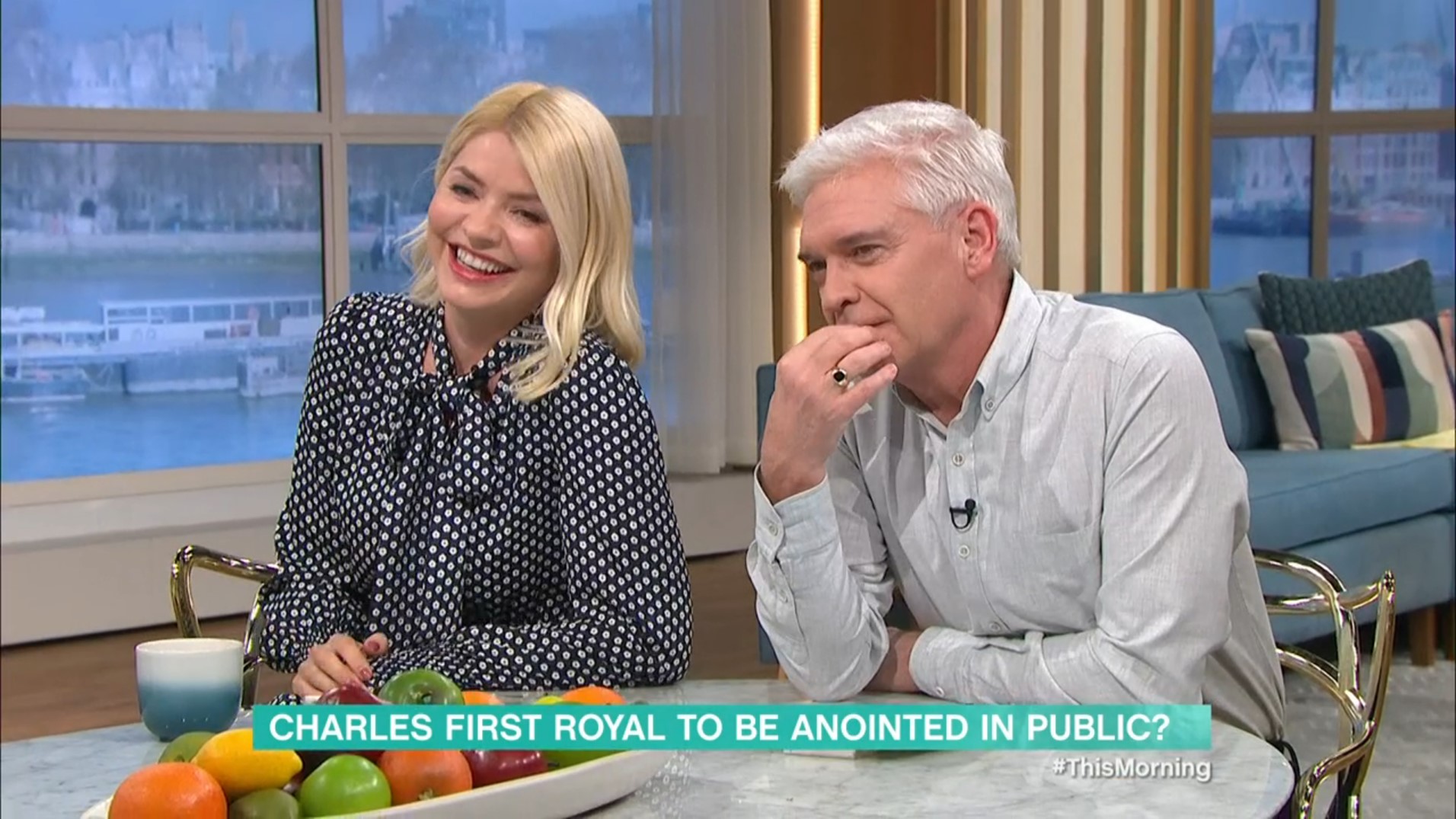 Phillip and Holly laughing on This Morning today