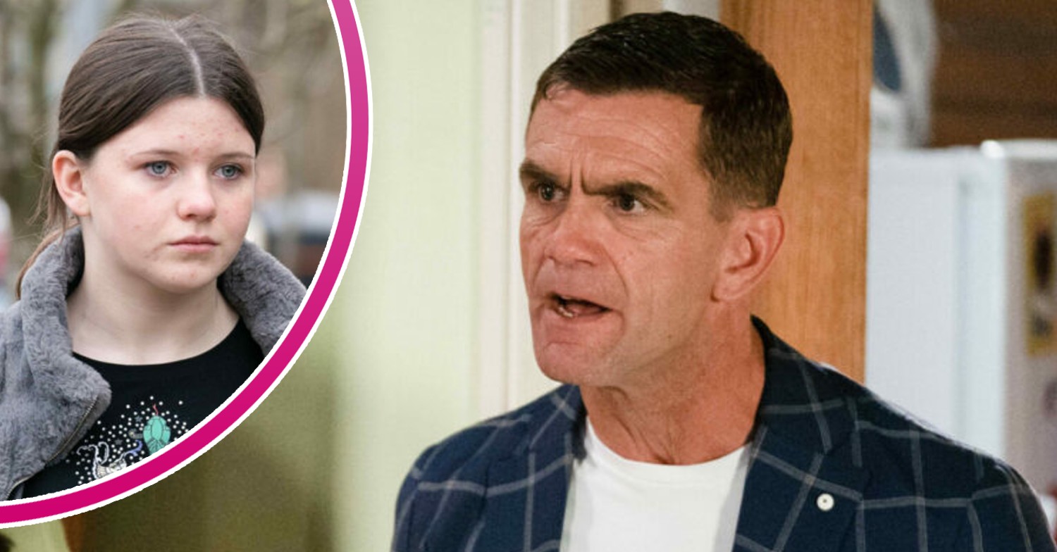 Jack shouting in EastEnders and Lily looking nervous