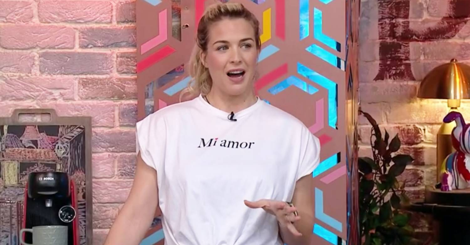 Gemma Atkinson gesticulates