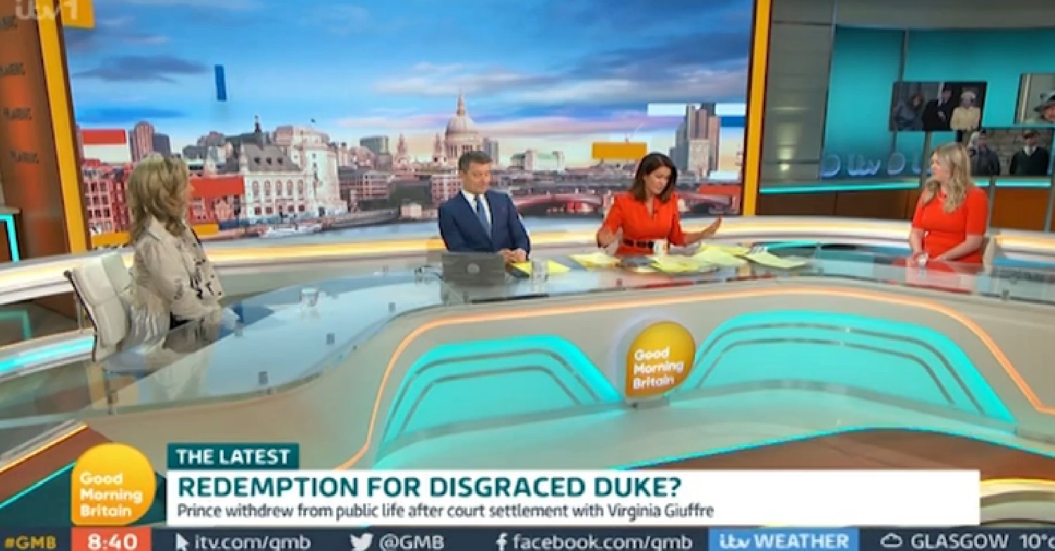 Lady Victoria Harvey and Susanna Reid during debate on GMB today