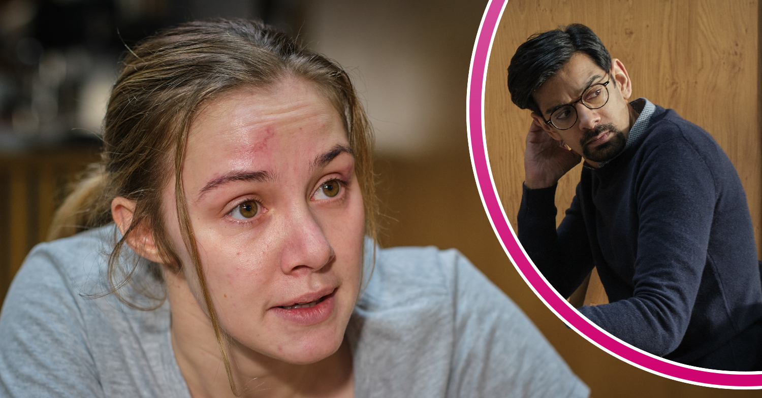 Joanna and Faisal look worried in Happy Valley