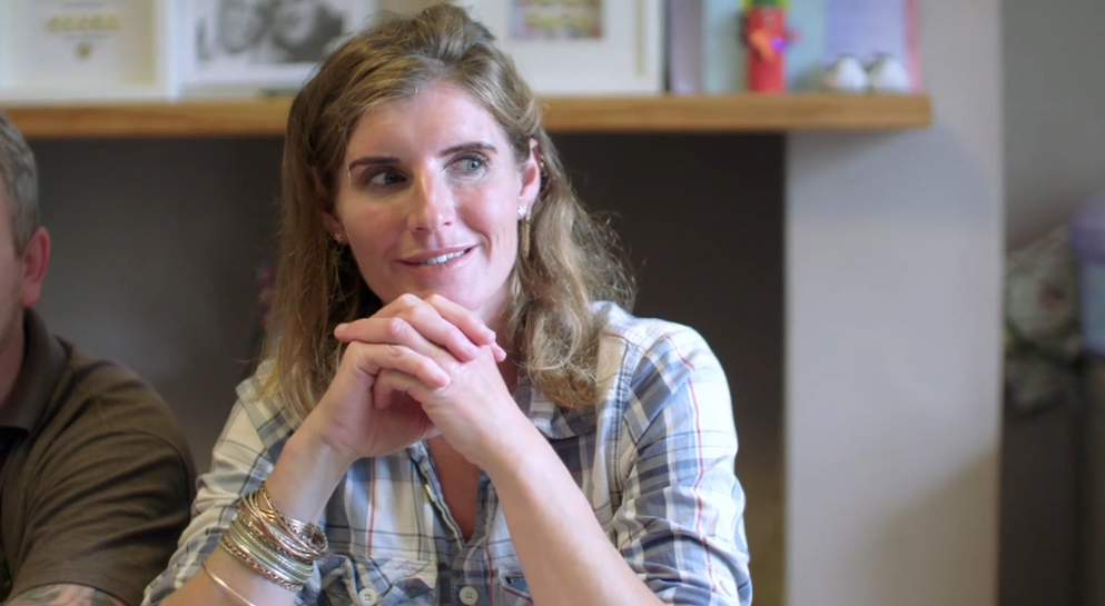 Amanda Owen holding her hands together on new series