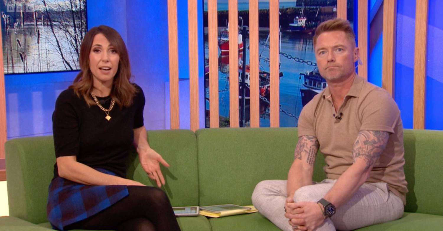 Alex Jones and Ronan Keating presenting The One Show on BBC