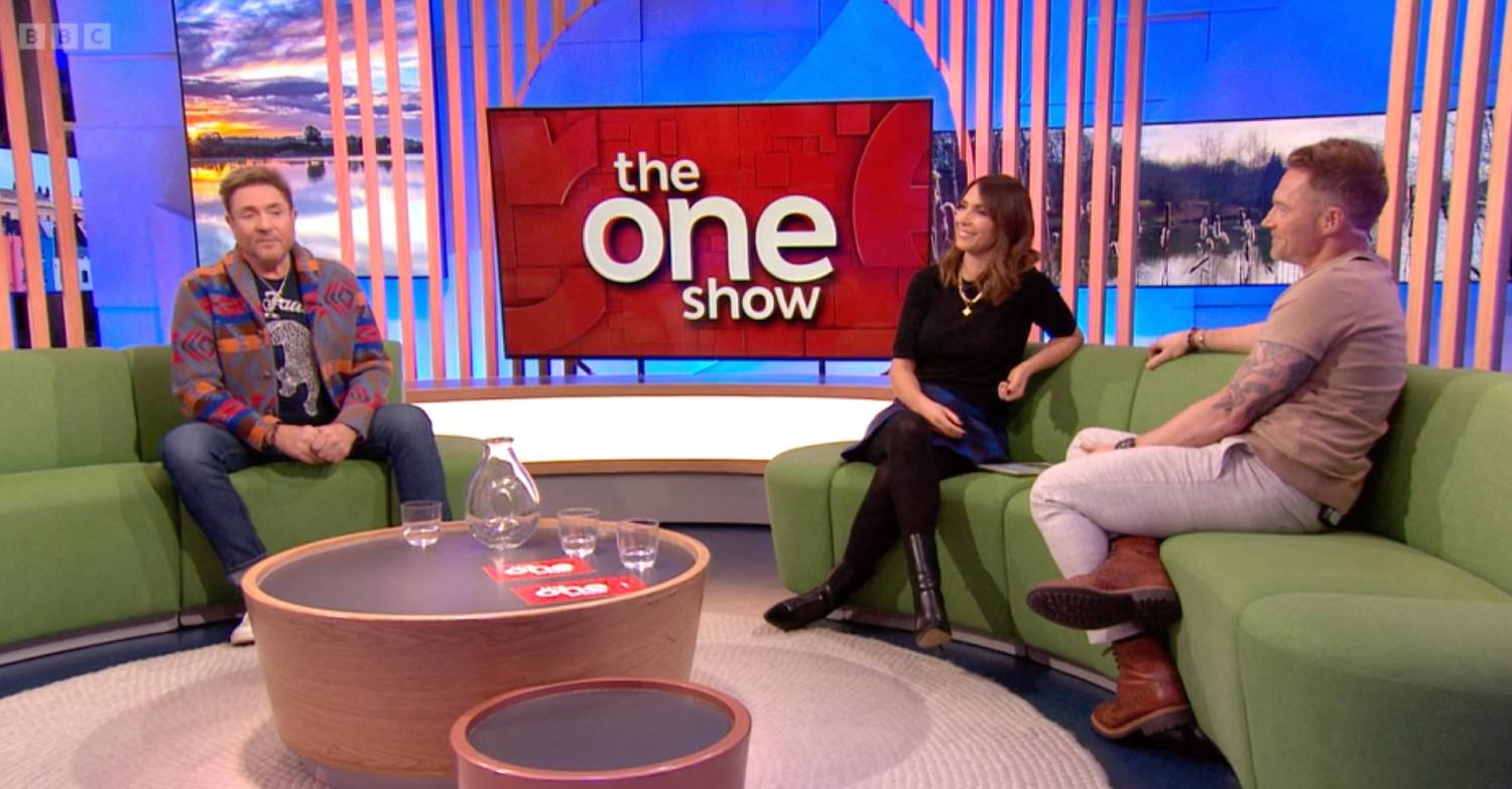 Simon Le Bon chatting with Alex Jones and Ronan Keating on BBC The One Show