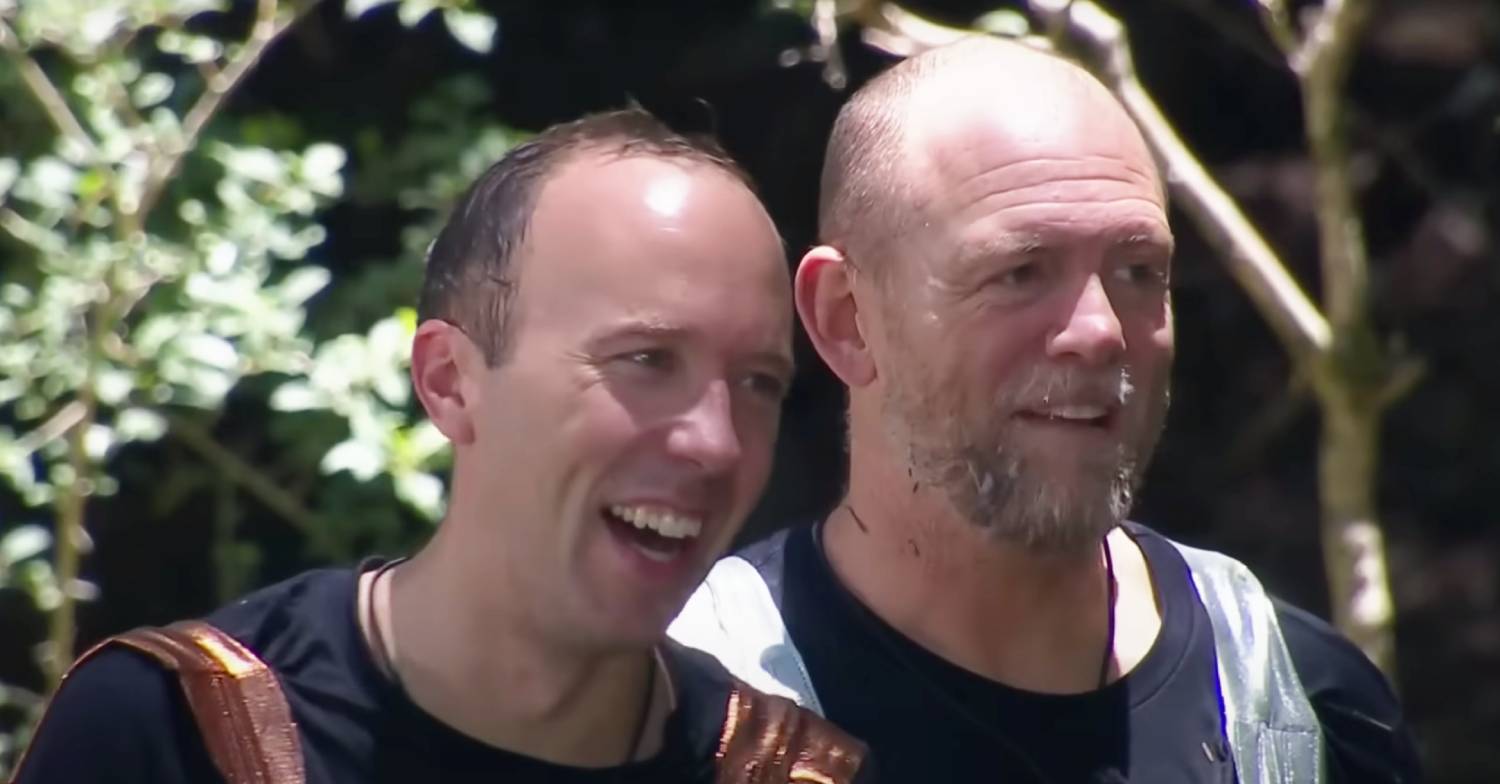 Mike Tindall and Matt Hancock during Celebrity Cyclone 