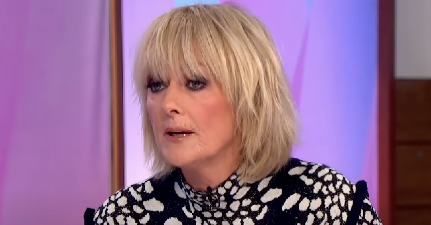 Jane Moore looks serious in patterned top on Loose Women