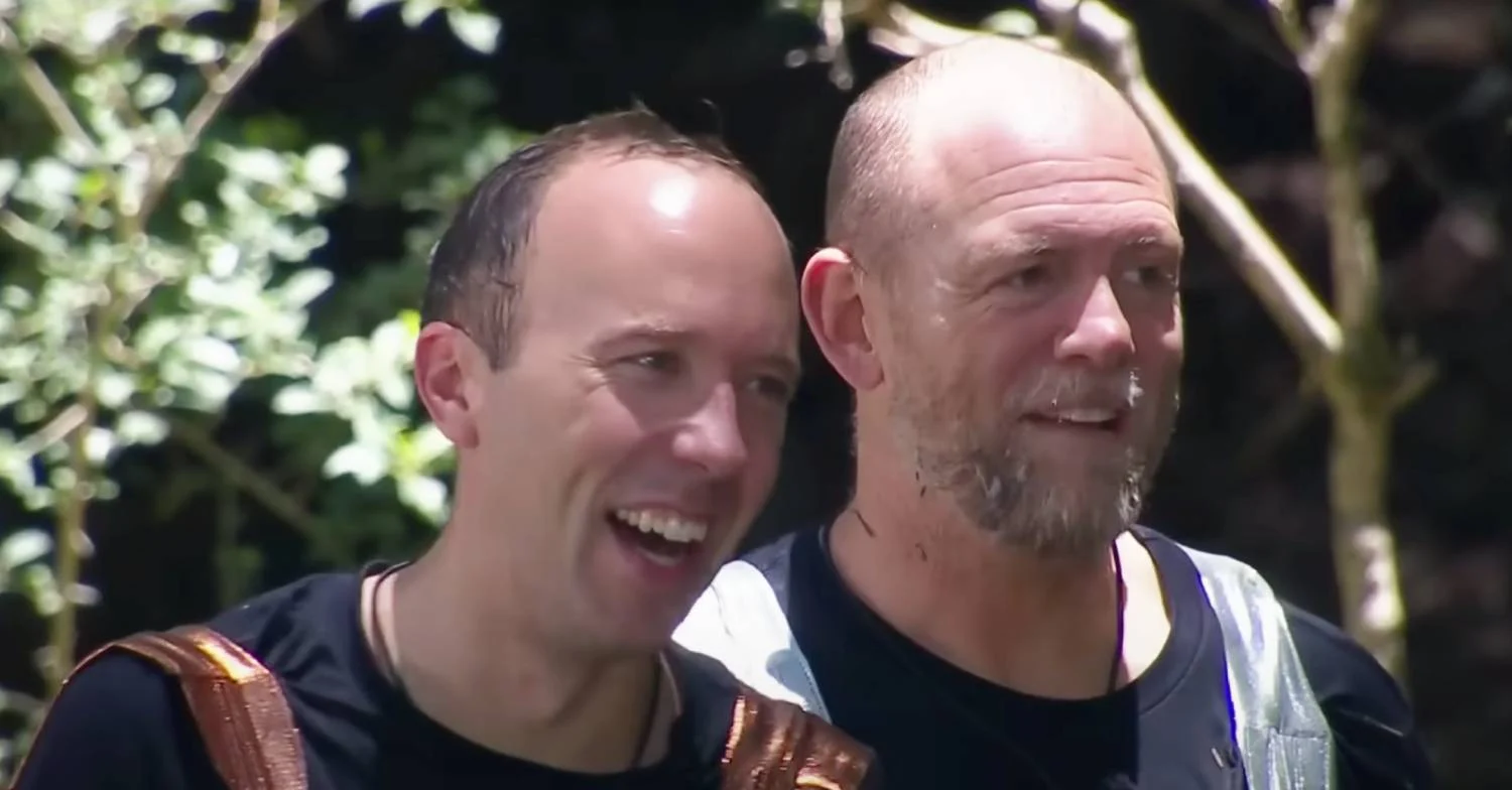 Matt Hancock and MIke Tindall smiling on I'm A Celebrity 