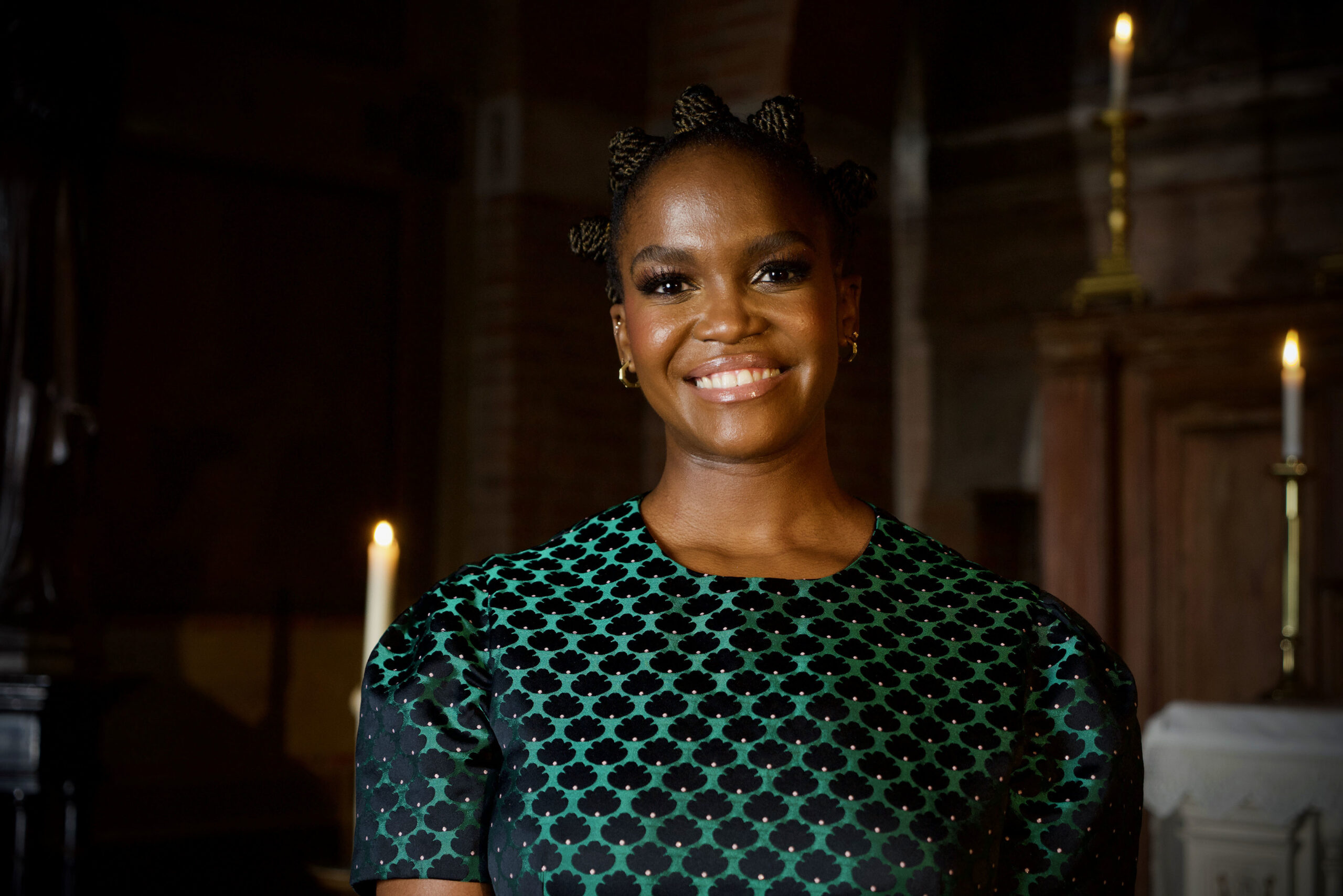 Oti Mabuse smiles for On Christmas Night on BBC