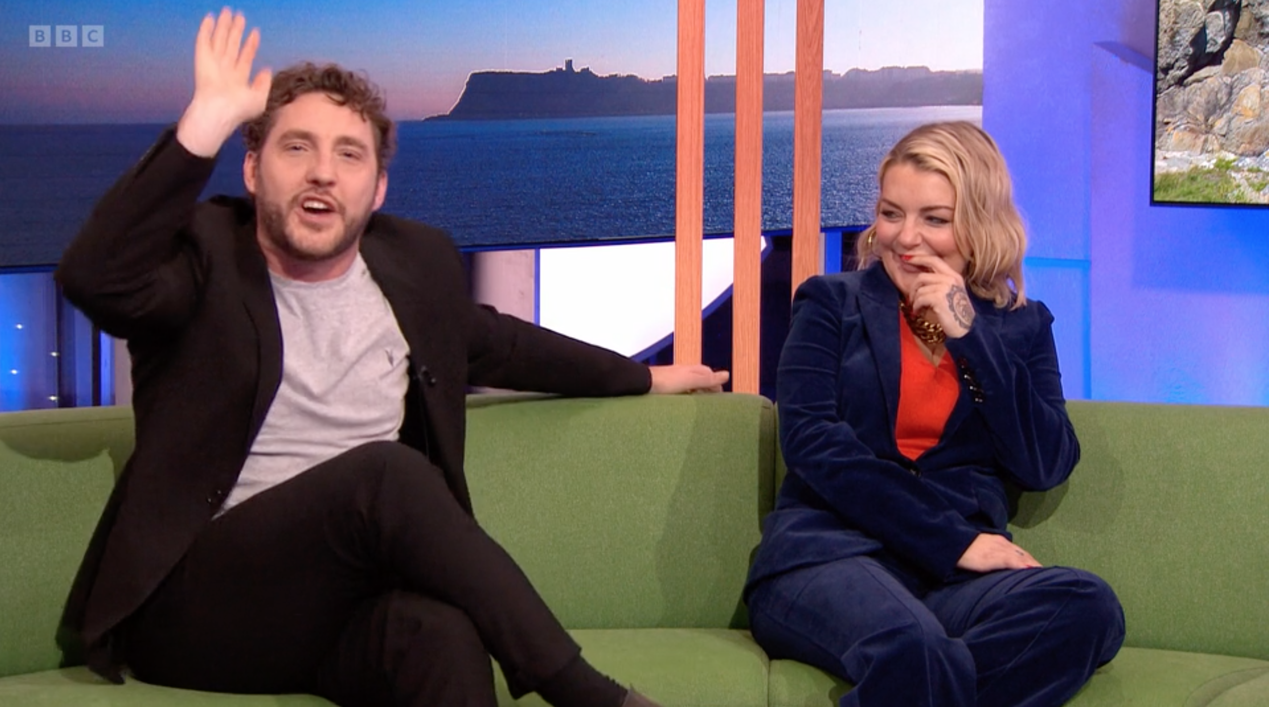Seann Walsh waving his arms on The One Show