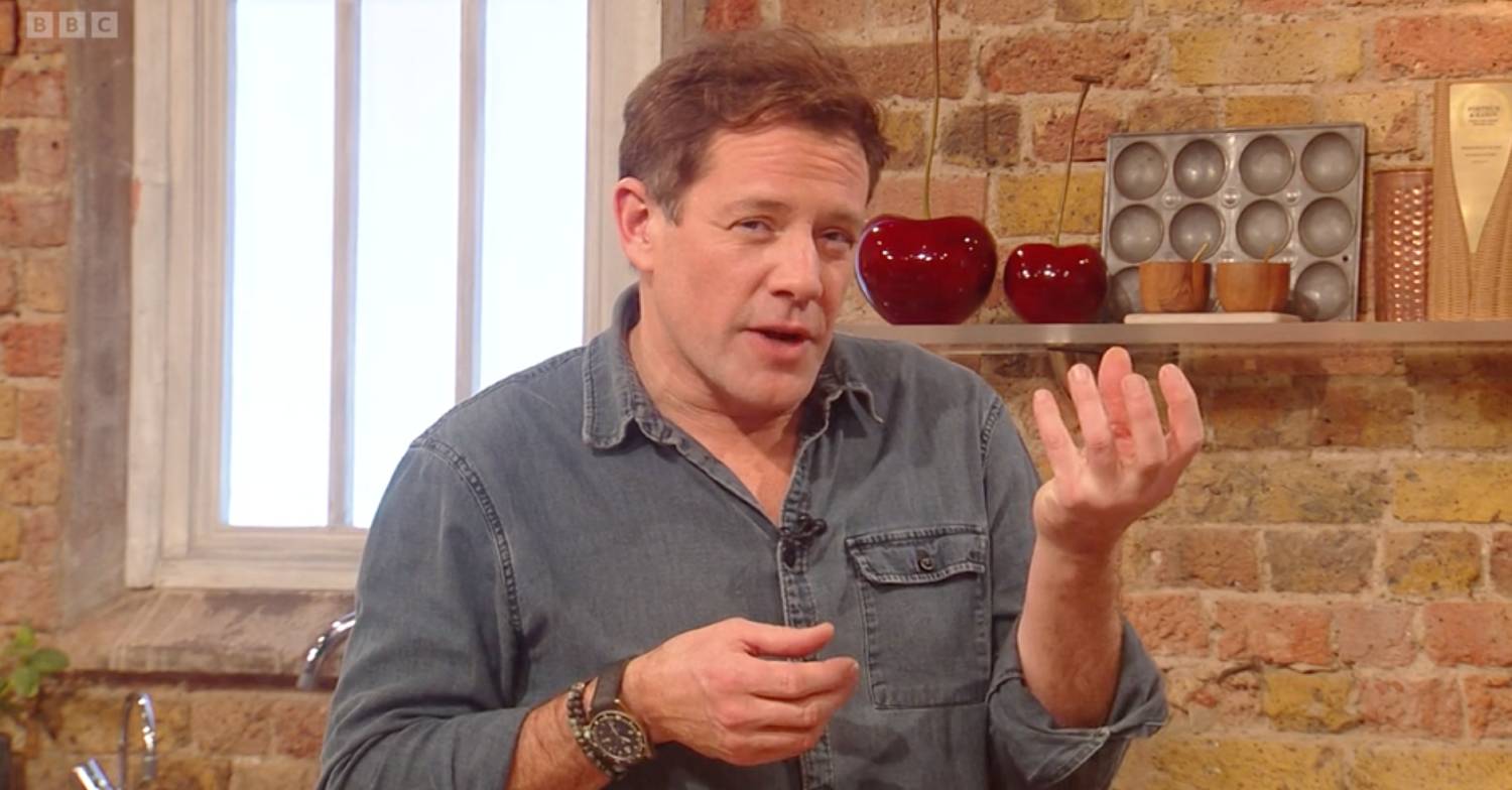 Matt Tebbutt gesticulates during his appearance on Saturday Kitchen today