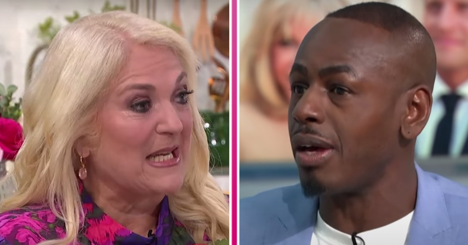 Vanessa Feltz looks concerned, Ben Ofoedu reacts during appearance on GMB