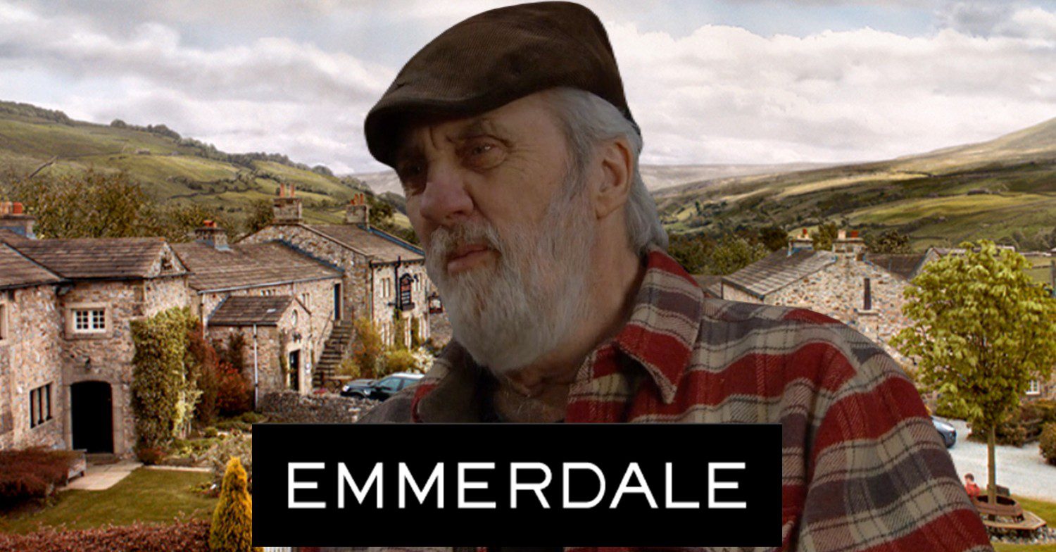 Emmerdale comp image: Zak Dingle with the show logo