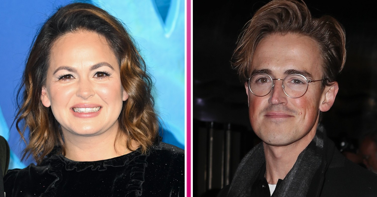 Giovanna Fletcher and husband Tom Fletcher at events, smiling