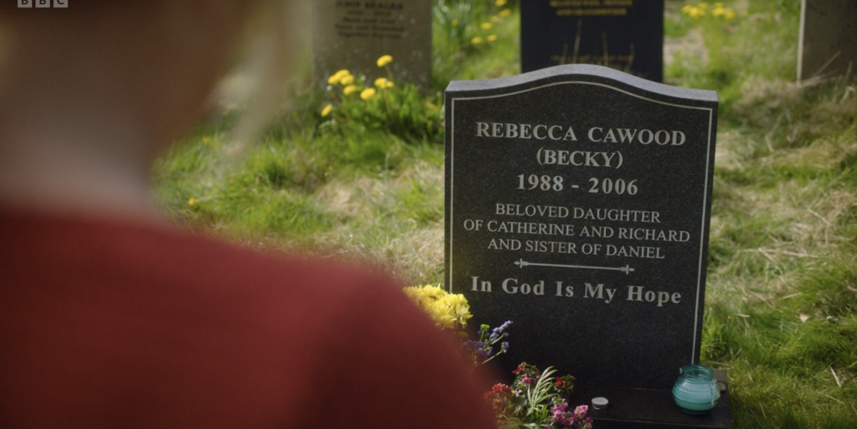 Catherine Cawood visits her daughter Becky's grave in Happy Valley