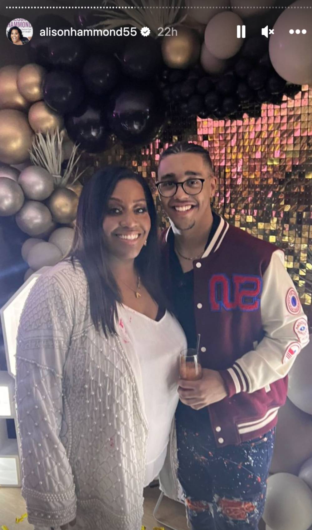 Alison Hammond and son Aidan Hammond celebrate at their joint birthday party