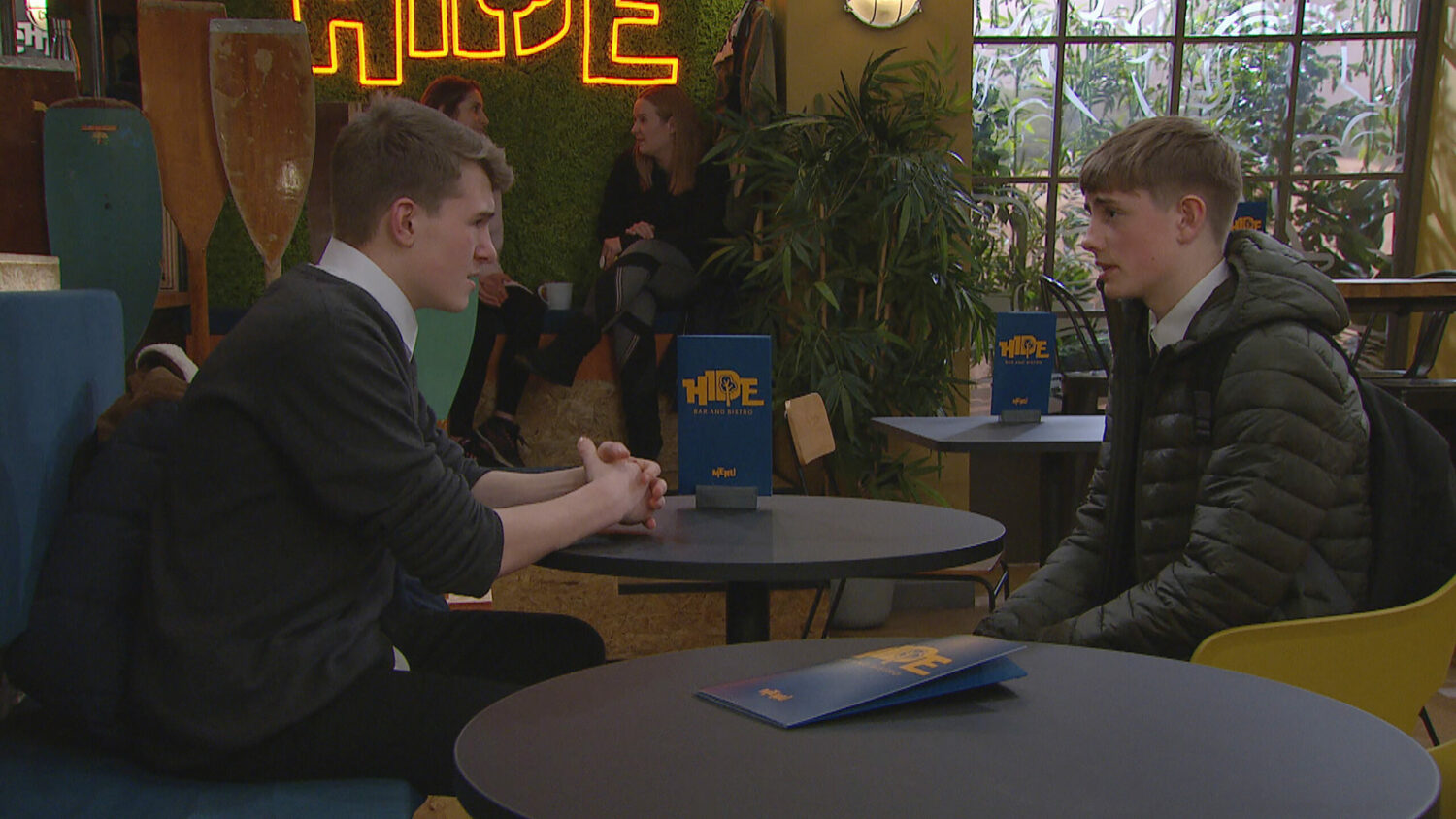 Arthur Thomas looks confused as Marshall talks to him